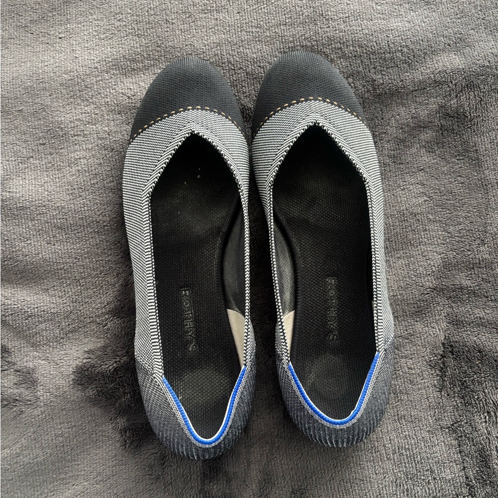 Rothy's Black and Gray Flats Comfortable Slip-On Design